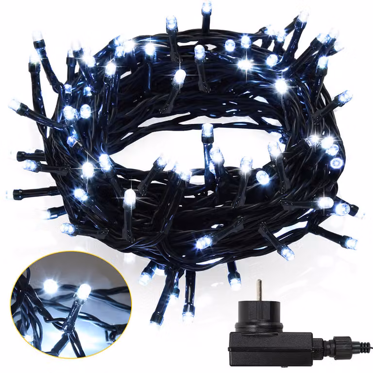 Jayseuw luci fiabesche 10m 100LED 8 modalità di luce luci fiabesche per festa Natale matrimonio decorazione, bianco freddo