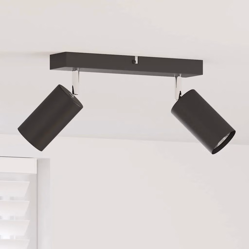 Faretto da soffitto regolabile vidaXL in metallo nero, design cilindrico minimalista, L 26 x P 6 x H 16 cm