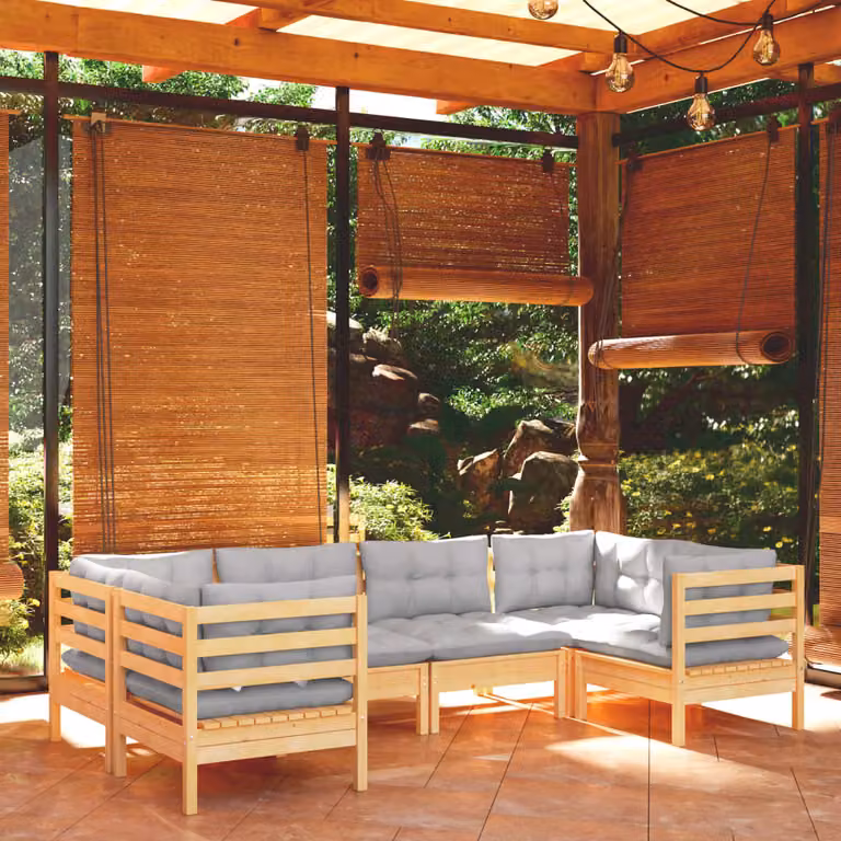 Maison Exclusive - Set Divani da Giardino 6 pz con Cuscini Grigi Massello di Pino