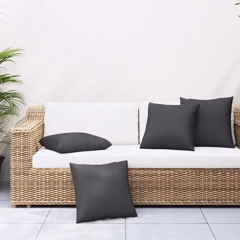 Set di 4 cuscini quadrati vidaXL neri in tessuto idrorepellente, L 60 cm x P 60 cm x H 60 cm