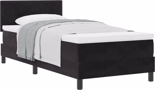 Letto singolo | Letto per adulti | Letto a molle con materasso Nero 90 x 190 cm Velluto