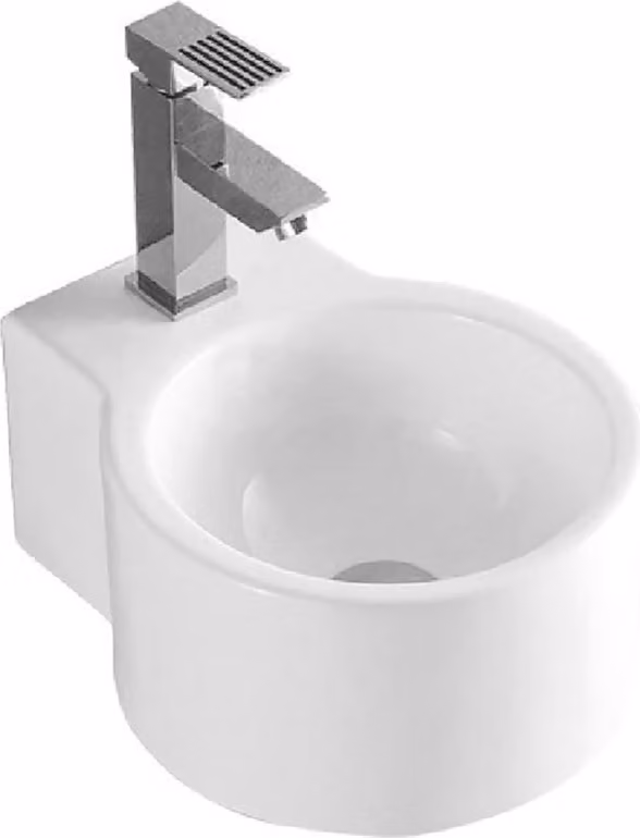 Aloni Design: Lavabo da bagno, forma rotonda, bianco, con foro per rubinetto, dimensioni 35 x 28 x 16 cm