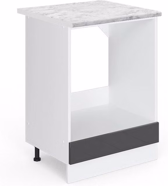 Mobile per forno da incasso Vicco R-Line Antracite lucido e Bianco con piano in marmo, Larghezza: 60 cm