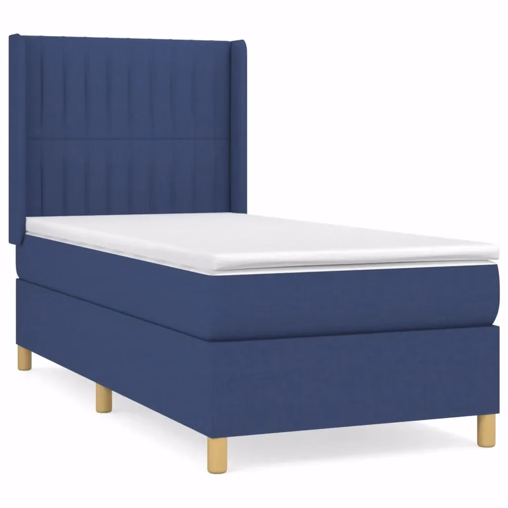 Letto Ibrido vidaXL con Giroletto a Molle e Materasso in Tessuto Blu e Bianco L/P/H: 100 x 200 x 40 cm – 2