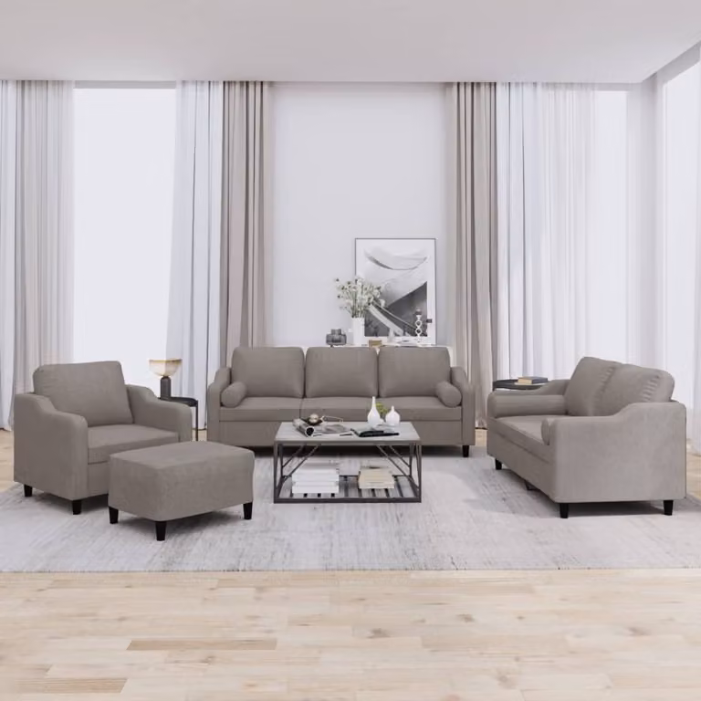 Maison Exclusive - Set divano 4 pezzi con cuscini in tessuto color taupe