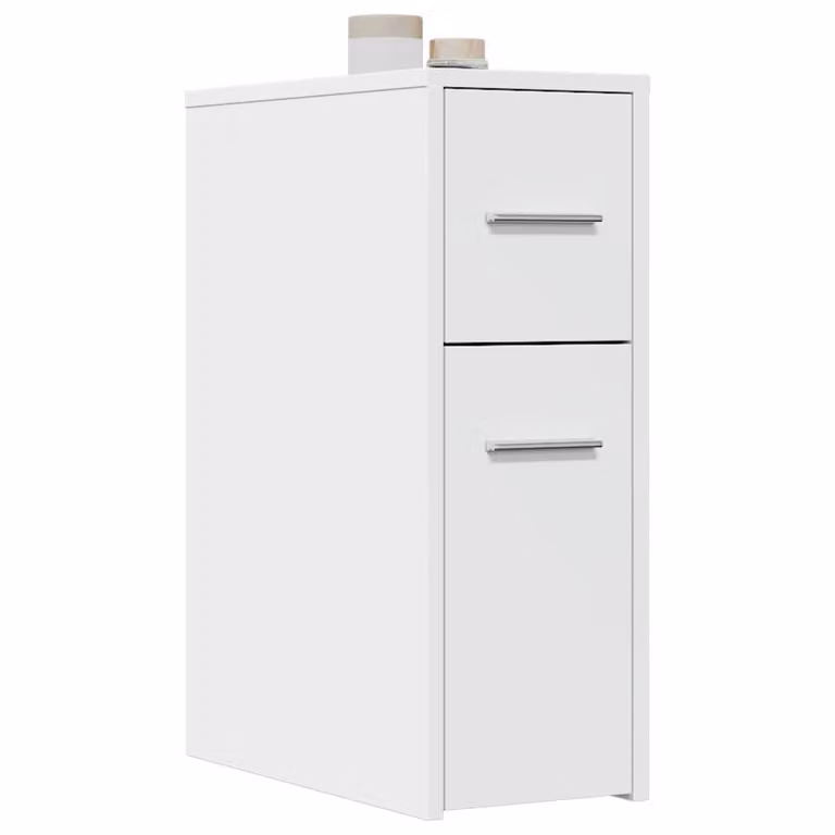 Armadietto da bagno bianco vidaXL con ante a cerniera e cassetti in legno e MDF