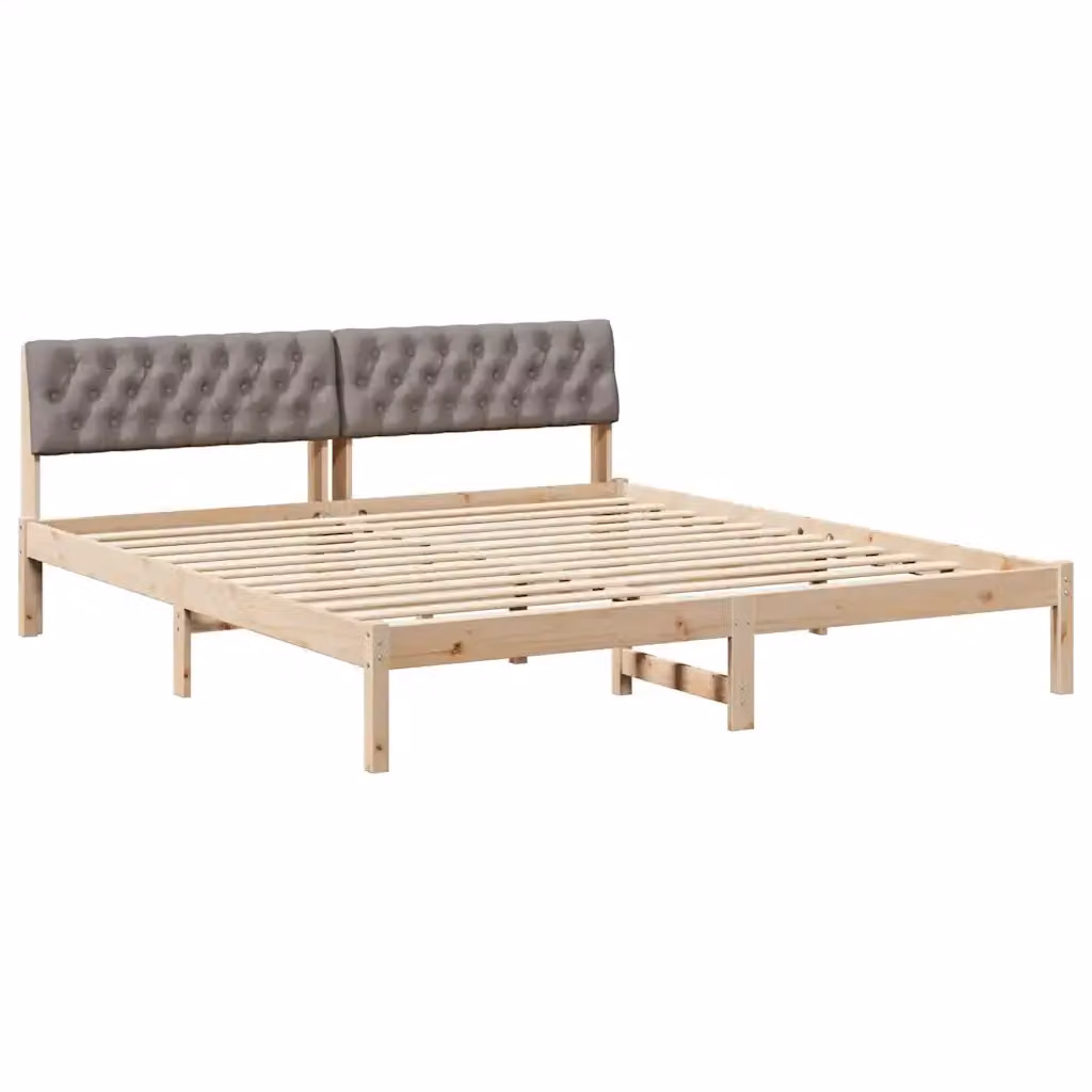 Struttura del letto con testiera vidaXL in legno di pino, marrone e beige, 180 x 200 cm – 2