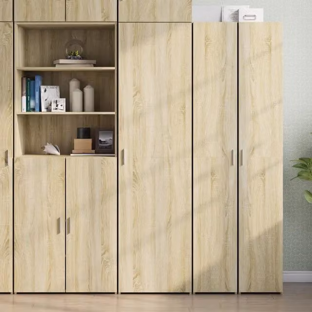 Credenza moderna vidaXL in MDF beige, sospesa a parete, L 50 cm x P 42,5 cm x H 185 cm