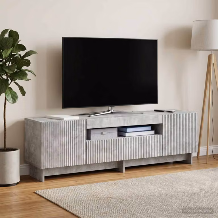 Mobile TV LED vidaXL Grigio Cemento L: 153 cm, P: 35 cm, H: 43 cm