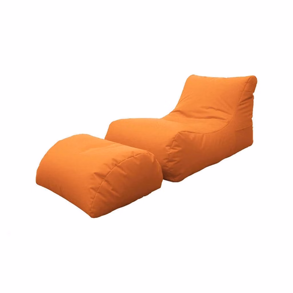 Chaise Longue moderna Alton di Talamo Italia con poggiapiedi in Nylon e pouf imbottito, colore Arancio, L: 120 cm, H: 80 cm, P: 60 cm – 2