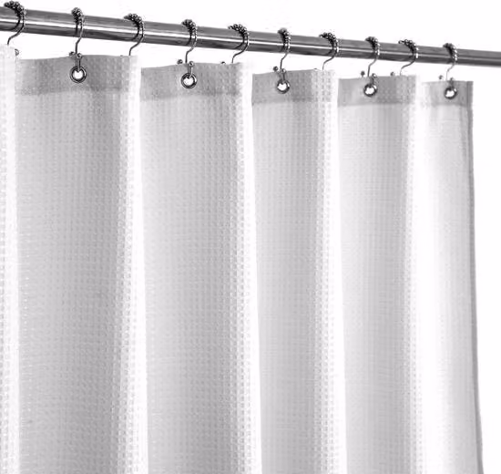 Tenda doccia corta impermeabile in tessuto a waffle bianco, larghezza: 167,6 cm