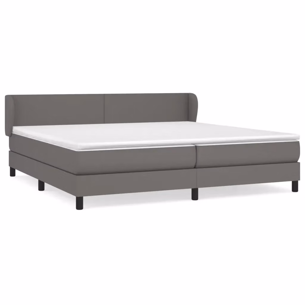 vidaXL Giroletto a Molle con Materasso Ibrido in Similpelle Grigia e Bianca, L/P: 200 x 200 cm – 2