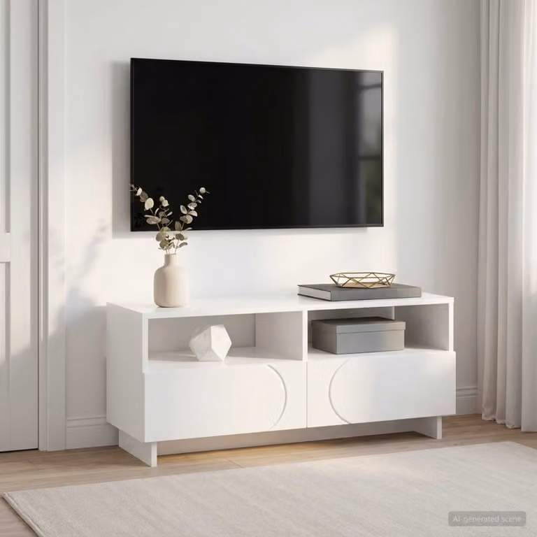 vidaXL Supporto TV moderno in legno bianco lucido L/P/H: 90 x 34.5 x 40 cm