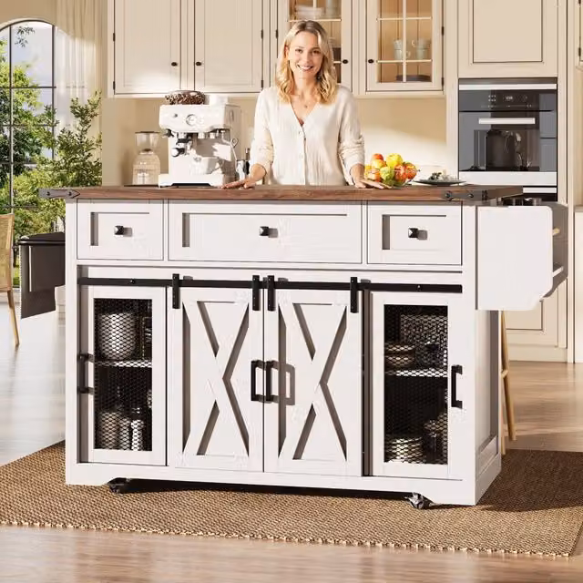 Carrello Isola Cucina ¨C Minimal ¨C Bianco Nero, Altezza 91cm, Portata 75kg