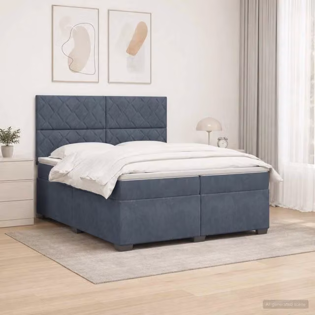 Letto box spring ibrido vidaXL con materasso a molle insacchettate e base contenitore, rivestimento in tessuto grigio, con illuminazione sottostante e porta USB, L/P: 200 x 200 cm