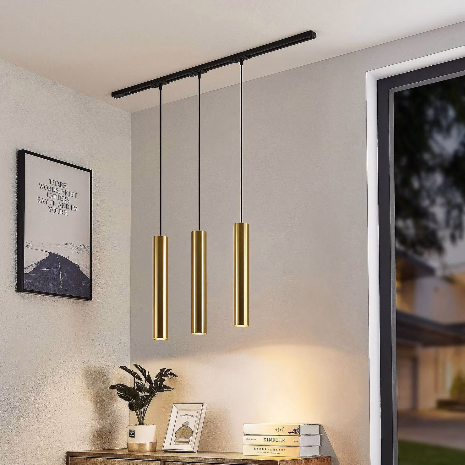 Sistema a binario Lindby Linaro, GU10, sospensione, 3 luci, oro Linaro, Nero, Corridoio, Plastica, Moderno