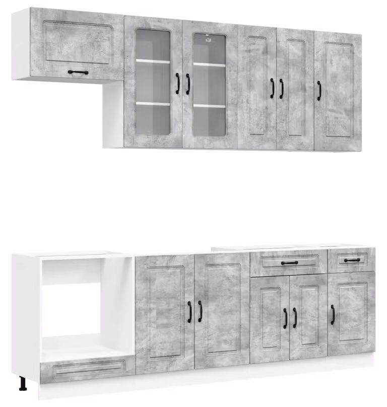 Set di cucina KALMAR, 8 pezzi, grigio cemento