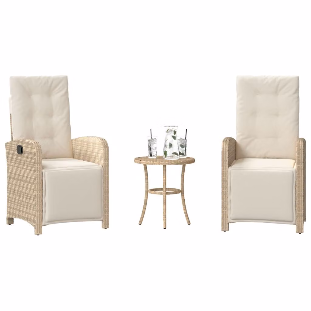 Maison Exclusive - Set da bistrot 3 pezzi con cuscini in polyrattan beige