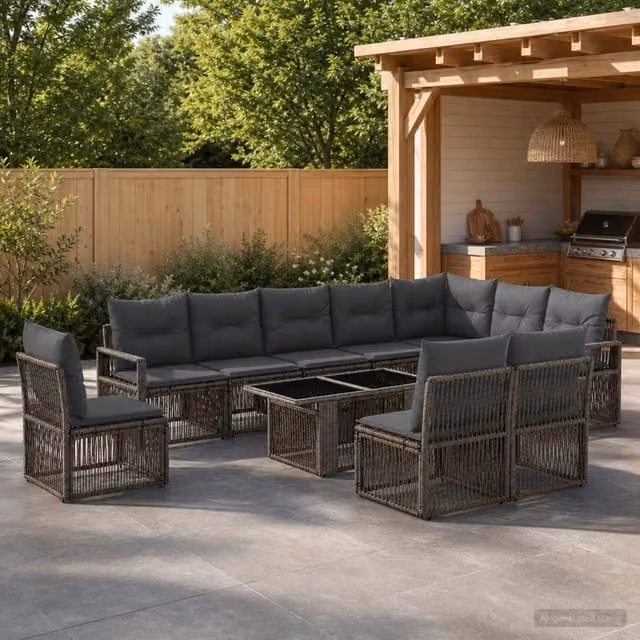 Set Divano da Giardino 11 pz Grigio e Grigio Scuro polyrattan 3437111