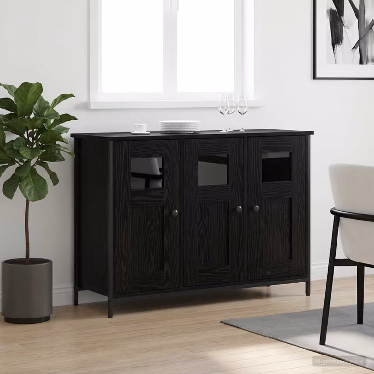 Credenza moderna vidaXL in legno ingegnerizzato nero L/P/H: 100 x 35 x 70 cm