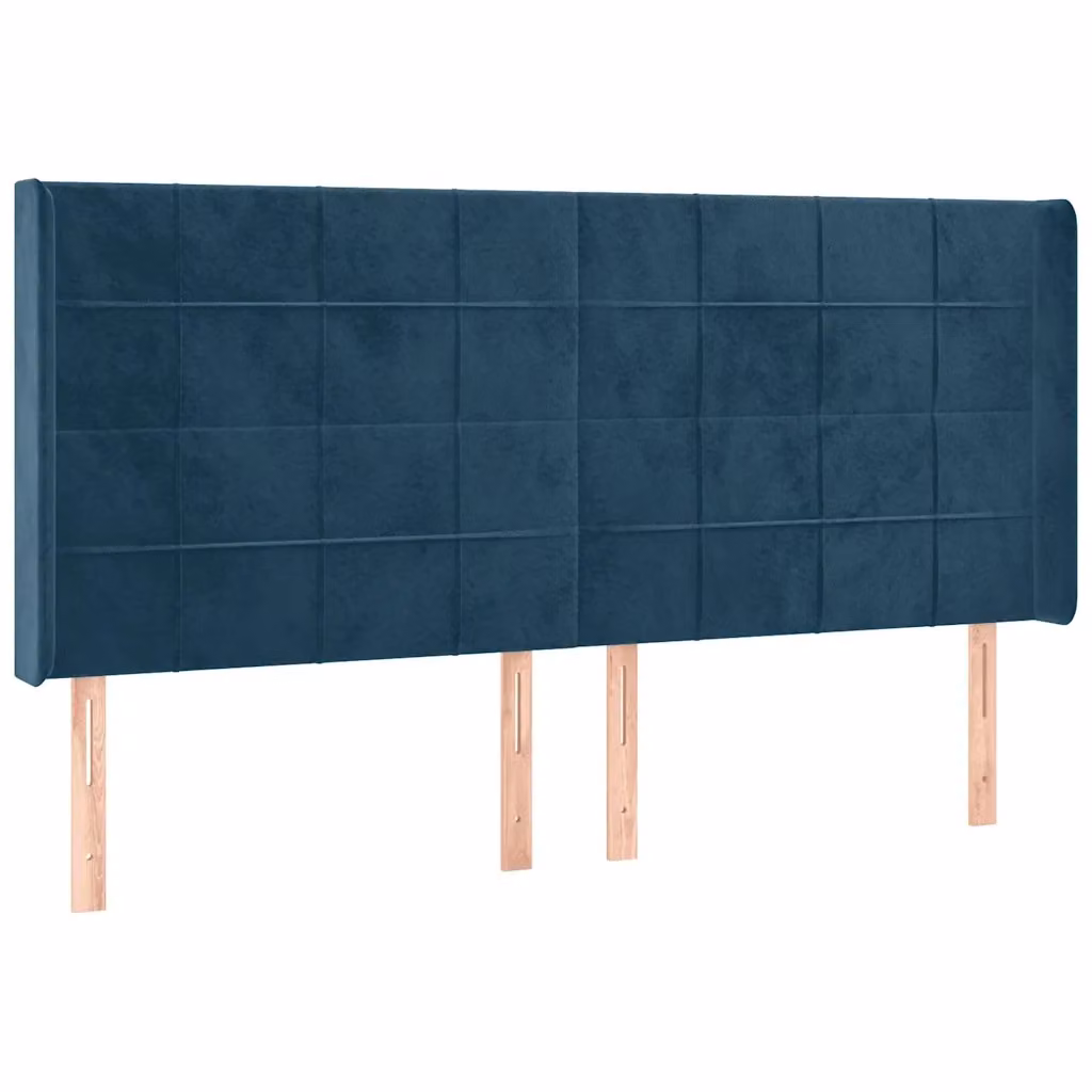 Testiera ad orecchio vidaXL in velluto blu, stile classico, L: 203 cm, H: 118-128 cm, P: 16 cm – 2