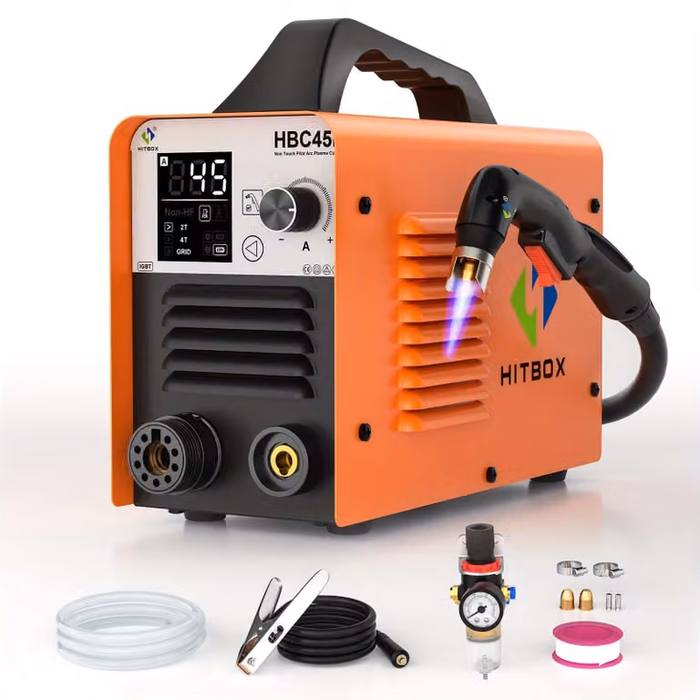 Tagliatrice al plasma - Taglio al plasma - Tagliatrice per metalli - Tagliatrice con arco pilota - Apparecchio di taglio da 45 ampere, colore arancione