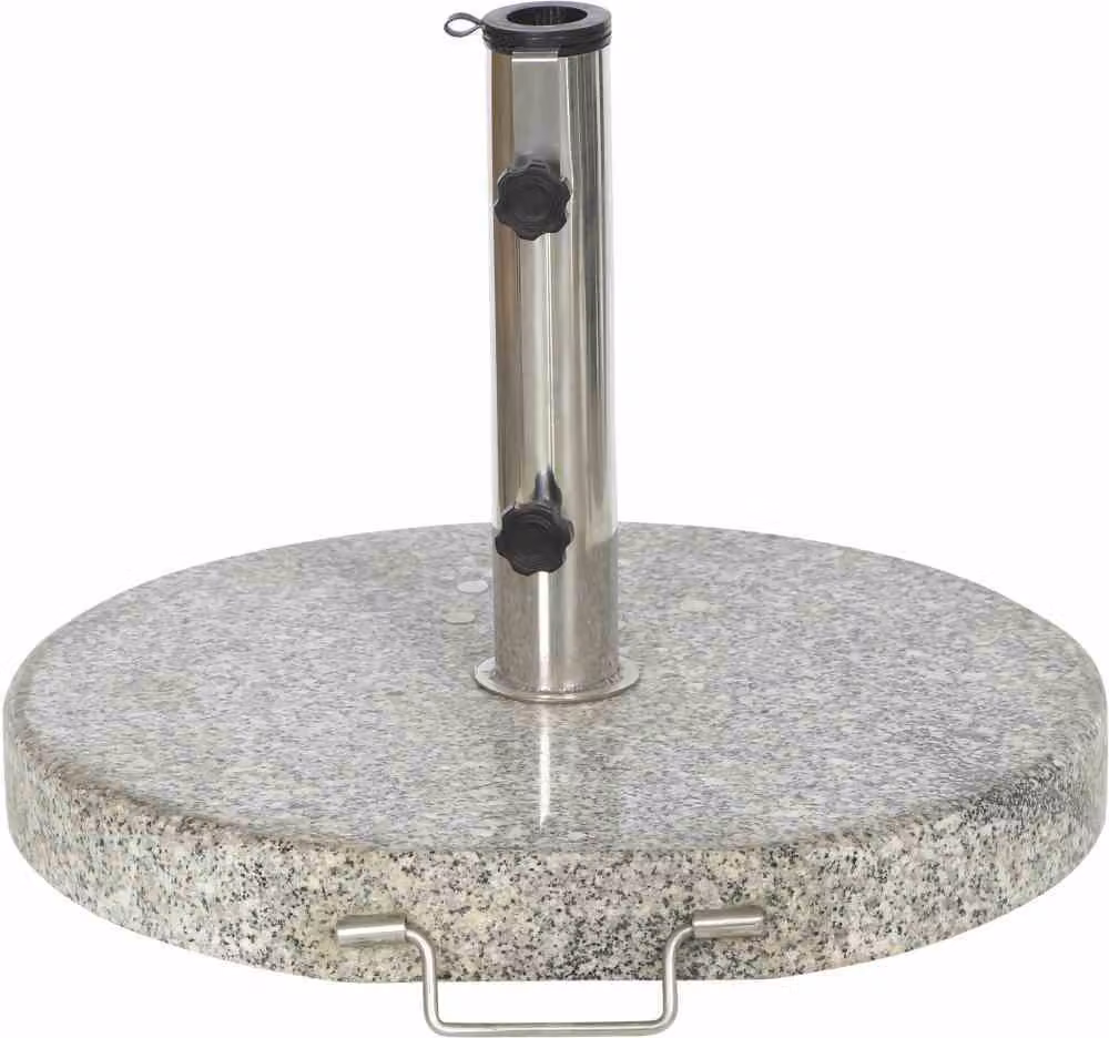 Portaombrelli in granito, 30 kg, tubo rotondo in acciaio inox, con maniglia e rotelle