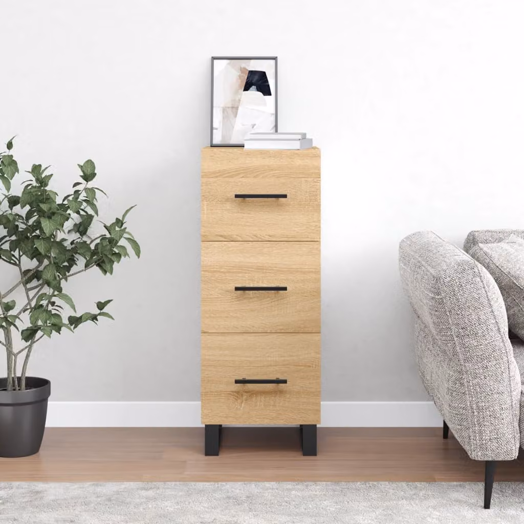Credenza moderna vidaXL in legno Rovere Sonoma, colore beige e marrone, L/P/H: 34,5 x 34 x 90 cm