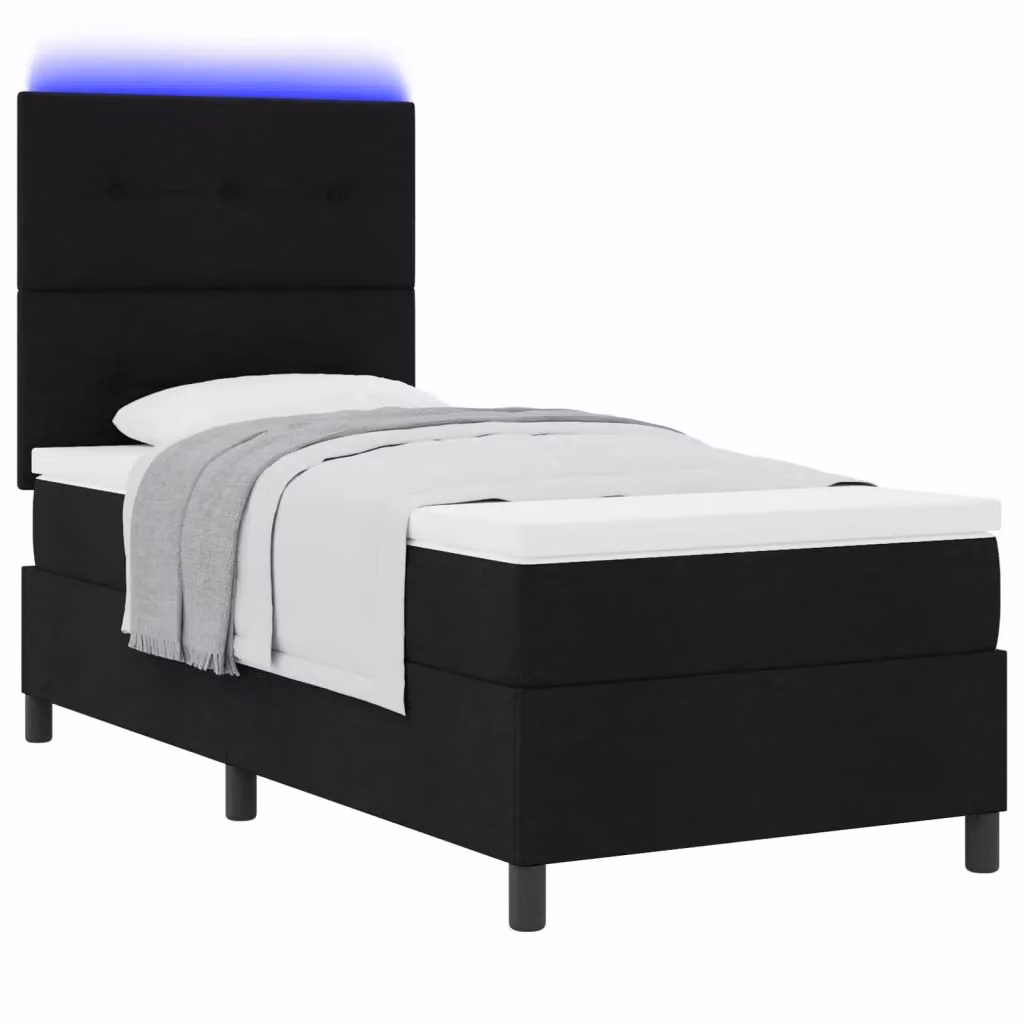 Letto a molle vidaXL con illuminazione LED sottostante e porta di ricarica USB, rivestimento in tessuto nero, L/P/H: 200 x 80 x 83 cm – 2