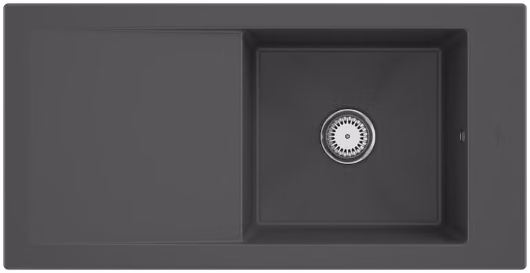 Lavello rettangolare Villeroy&Boch, lavello da cucina Timeline 60 Graphite nero/grigio, 100x51cm, reversibile