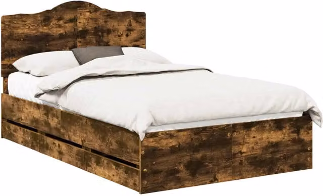 Letto matrimoniale | Letto per adulti | Struttura del letto Quercia Affumicata 120 x 190 cm
