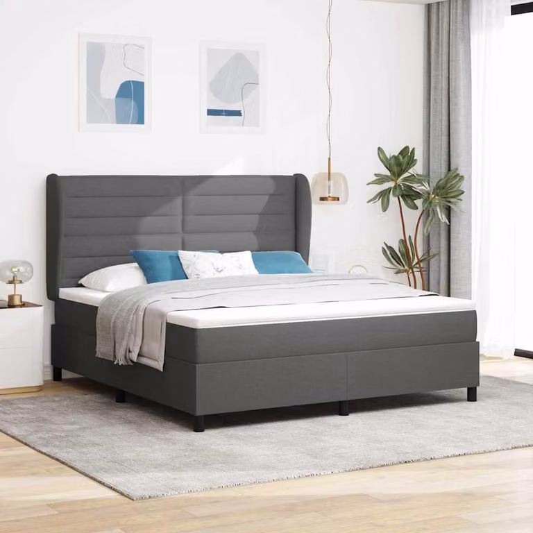Maison Exclusive - Letto boxspring con materasso grigio scuro 180 x 200 cm Tessuto