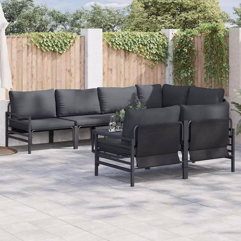 Maison Exclusive - Set da giardino composto da 7 pezzi, divano, acciaio nero