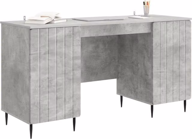 Scrivania | Tavolo da Ufficio con lo scaffale Grigio Cemento 142,5 x 50 x 75 cm