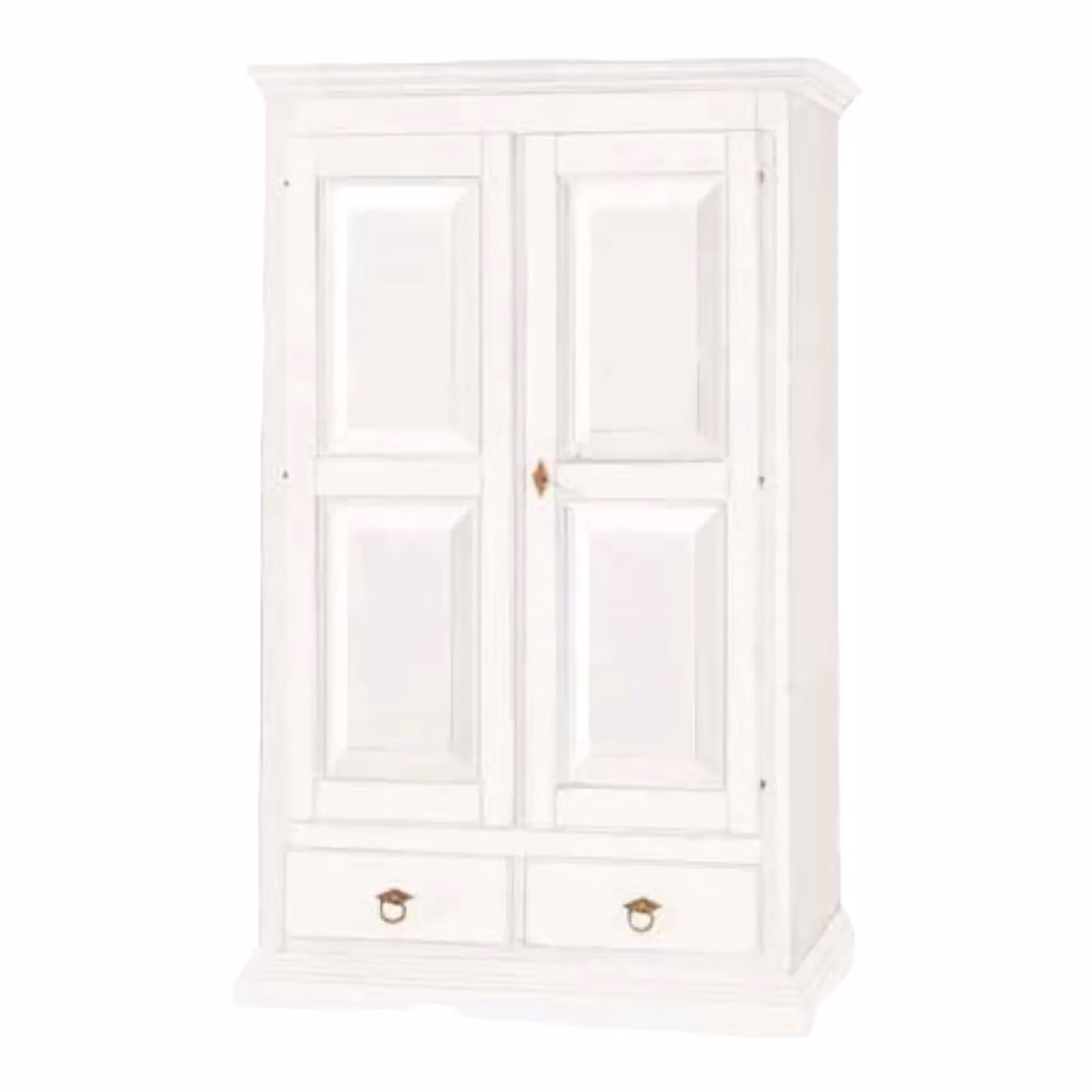 Armadio a 2 ante in legno stile shabby chic bianco Mobili 2G L/P/H: 125 x 61 x 200 cm – 1