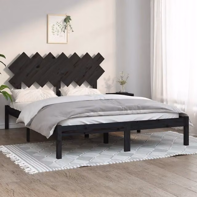 Giroletto vidaXL in legno massello di pino nero L/P: 140 x 190 cm