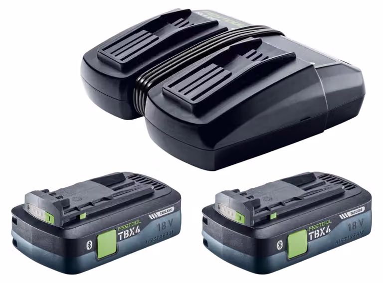 Set Festool 18 V 2xTBX4/TCL6DUO con 2 batterie BP 18 TBX 4 C-ASI da 18 V 4,0 Ah (2x 578745) + caricabatterie doppio TCL 6 DUO (577017)
