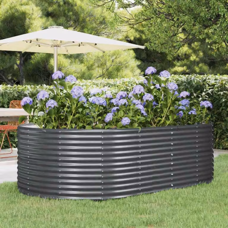 Letto rialzato da giardino vidaXL in acciaio zincato color antracite L: 212 cm, P: 140 cm, H: 68 cm