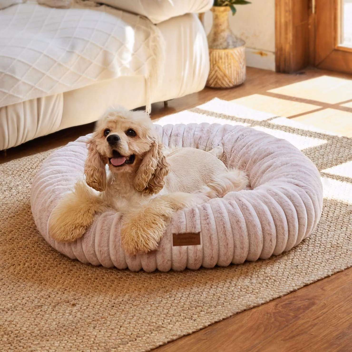 Cuccia per cani, cuccia per gatti, ortopedica, lavabile, 76 x 76 x 18 cm, rosa
