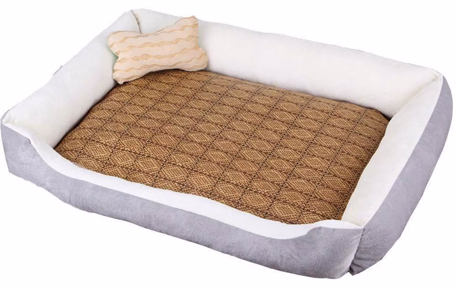 Cuccia per cani con bordo, lavabile, antiscivolo, color grigio beige, taglia L
