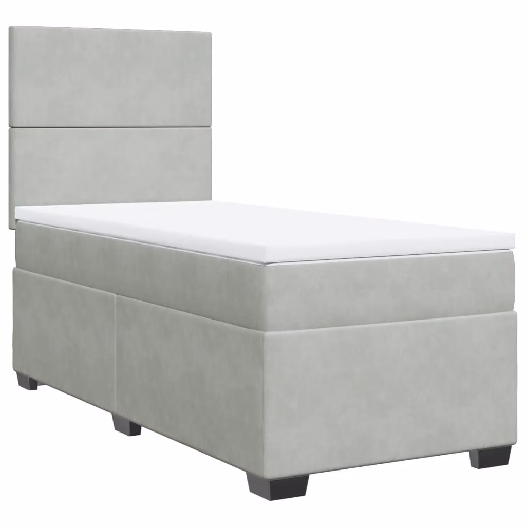 Giroletto a Molle con Materasso Grigio Chiaro 100x200cm Velluto
