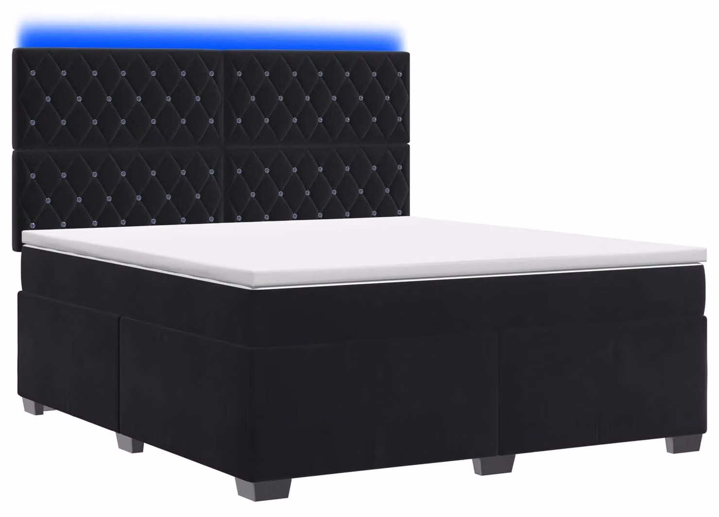 Letto a molle con materasso nero 140 x 190 cm in velluto