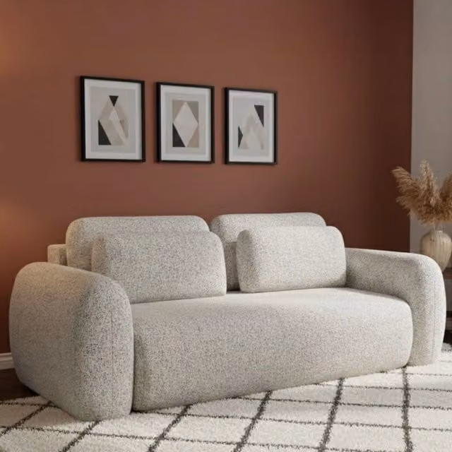 Sessame Divano Letto 3 Posti con Contenitore DMORA Beige Chiaro L: 266 cm, P: 121 cm – 1