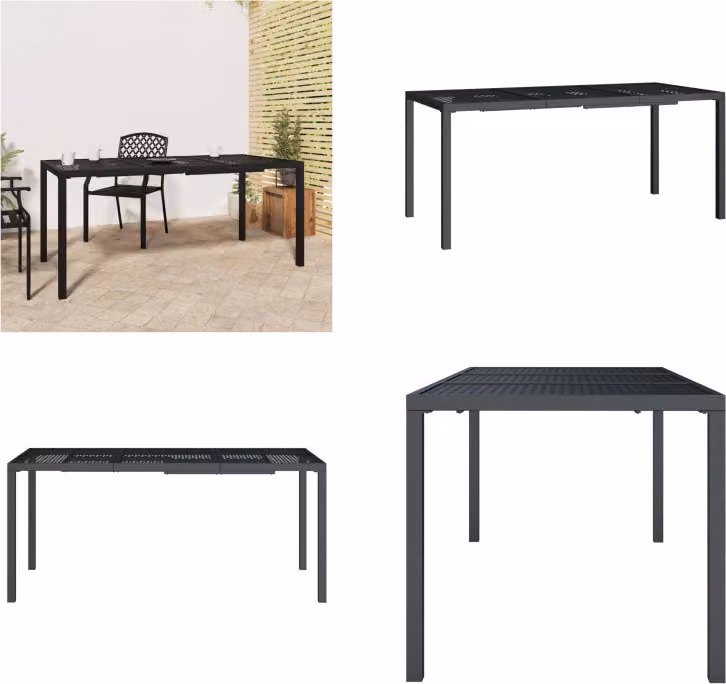 vidaXL Tavolo da giardino antracite 165x80x72 cm in acciaio - Tavolo da giardino - Tavoli da giardino - Tavolo da esterno - Tavolo da patio