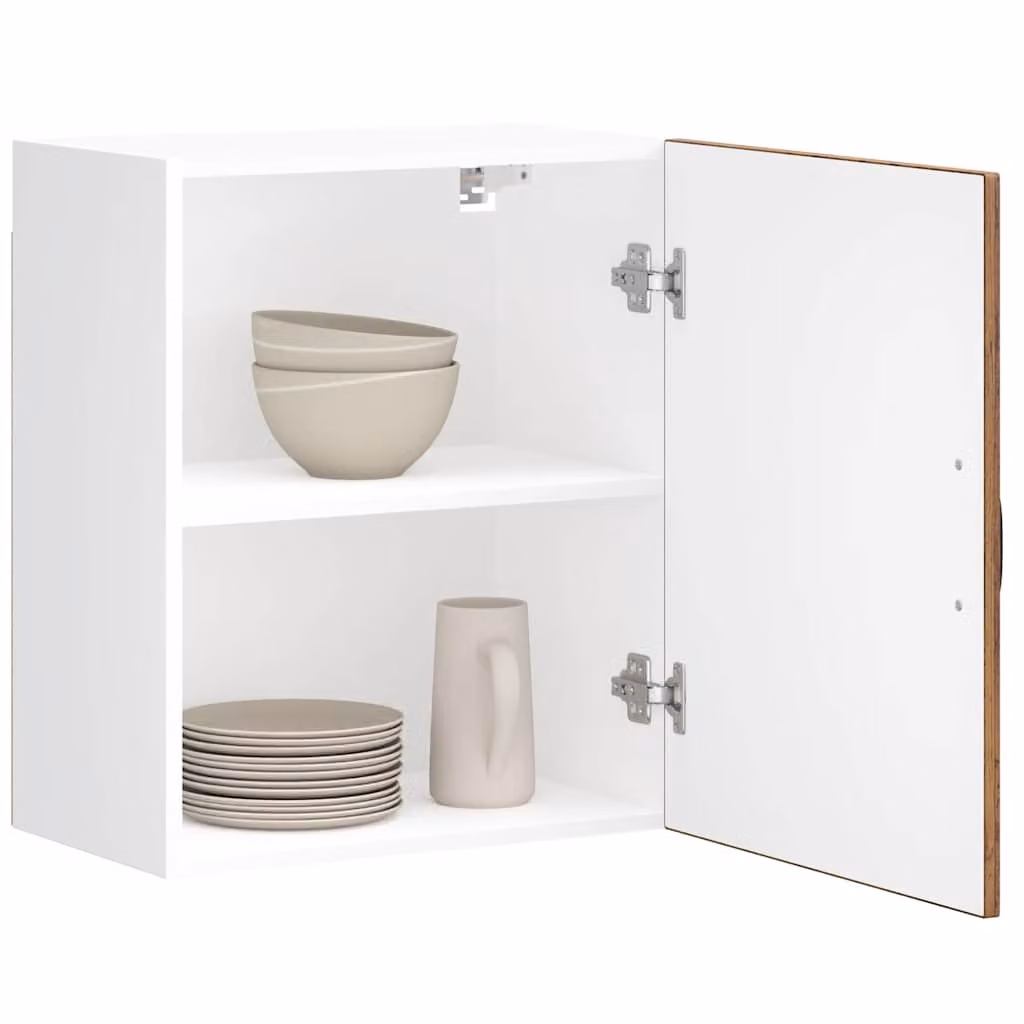 Set di 2 pensili da cucina vidaXL Lucca in legno multistrato, finitura opaca, marrone e bianco, L/P/H: 60 x 31 x 50 cm