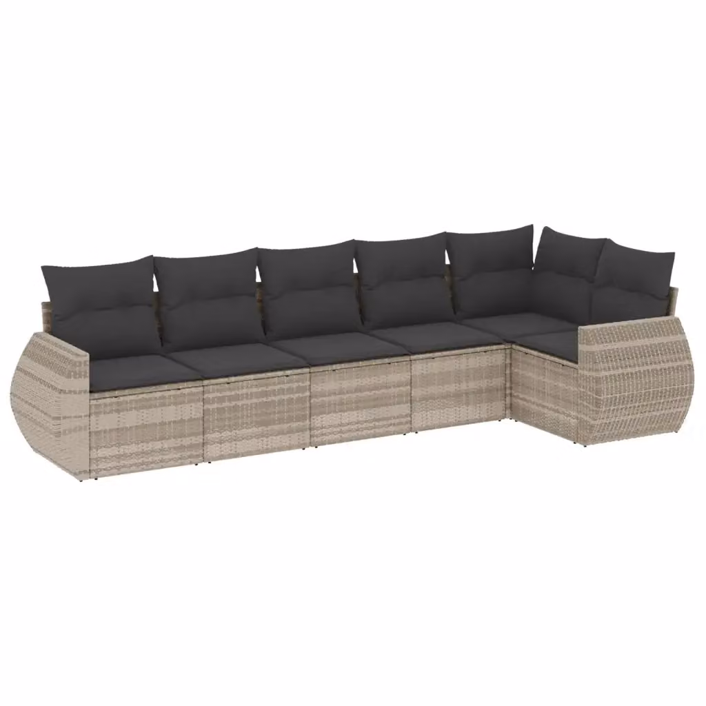 vidaXL Set Divano da Giardino a L 6pz in Polyrattan Grigio con Cuscini Imbottiti e Coperture Rimovibili – 2