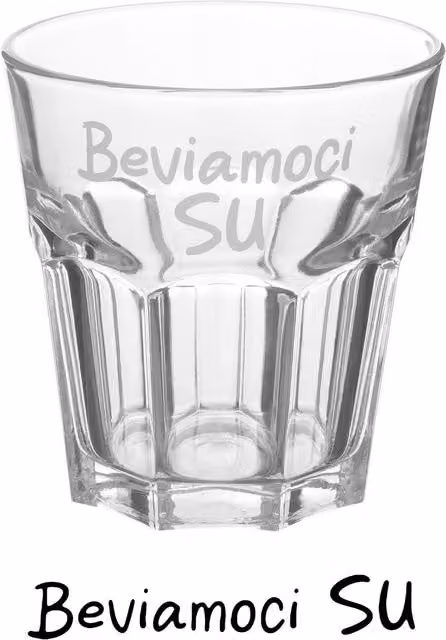 Bicchiere per acqua in vetro trasparente con scritta Beviamoci di KASANOVA, 290 ml