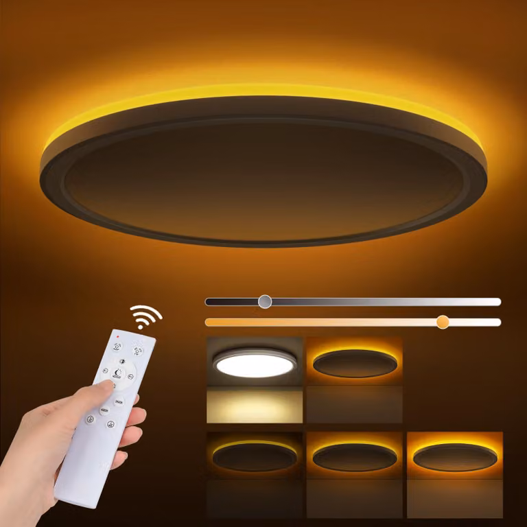 Lampada da soffitto LED Tyreses, dimmerabile, 24W, 2800 lumen, con telecomando