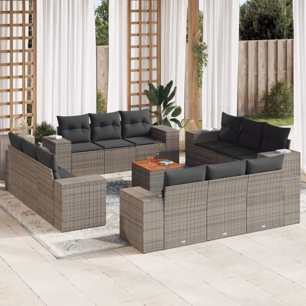 Maison Exclusive - Set Divani da Giardino 13 pz con Cuscini Grigio in Polyrattan