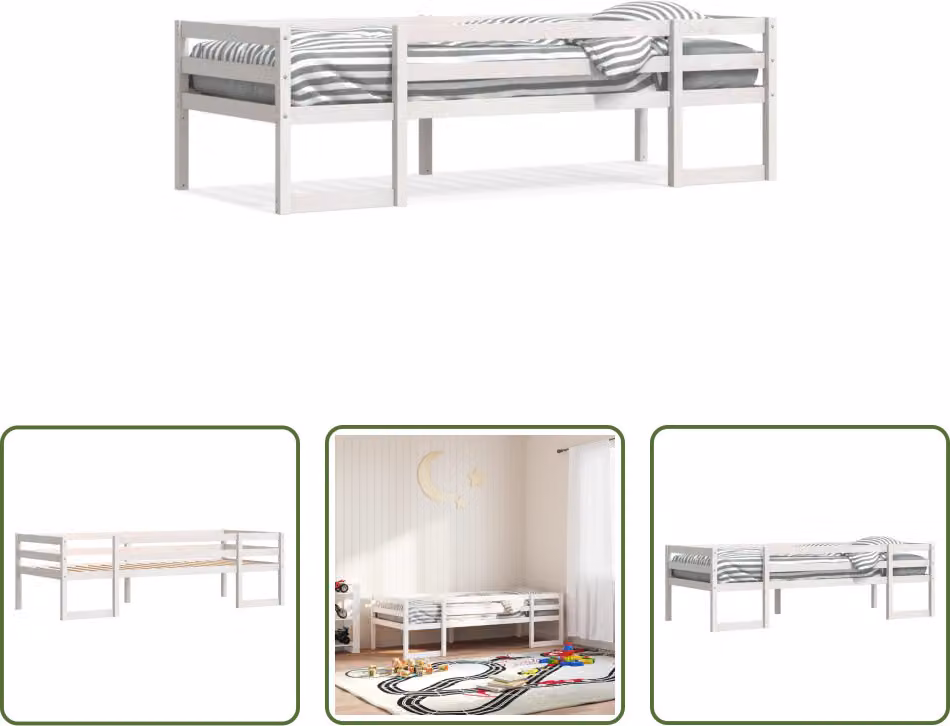 The Living Store Letto per bambini bianco 90x190 cm in legno di pino massiccio